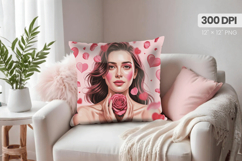 Afro Girl /Woman braided hair Pillow Design, Black Queen PNG Product Image 1