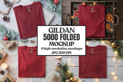 Gildan 5000 Folded Christmas Mockup, G5000 mockup Product Image 1