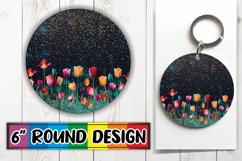 Shimmering Glittery Blossom Sublimation : Keychain, Coaster Product Image 1