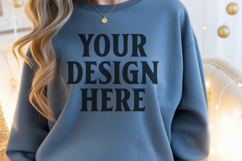Gildan 18000 Indigo Blue Mockup , Crewneck Sweatshirt Boho Product Image 1