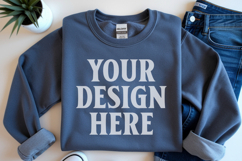 Graphite Heather Gildan 18000 Folded Flat Lay Mockups Product Image 1