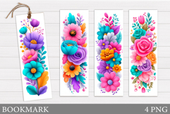 Flowers Bookmark Sublimation. Floral Bookmark Design Product Image 1
