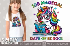 100 Magical Days of School | Png | Unicorn Sublimation Desig Product Image 1