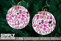 Pink Christmas Sublimation Ornament| PNG | Christmas Collage Product Image 3