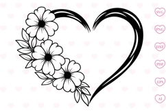 Floral Heart Svg, Flower Svg, Heart Svg Product Image 1