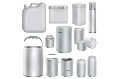 Metal packaging mockup set, realistic style Product Image 1