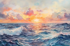 Watercolor Ocean Background Wallpaper Product Image 1