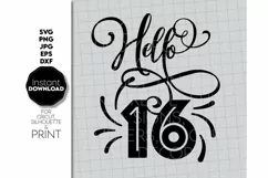 Sweet 16 SVG, Hello 16 SVG, Birthday Shirt SVG, Birthday SVG Product Image 2
