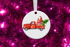 Red Truck Christmas. Christmas Gnome. Watercolor Christmas. Product Image 3
