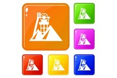Mine icons set vector color Product Image 1