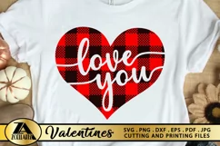 Buffalo Plaid Heart SVG Valentines Day SVG Love Quotes SVG Product Image 1