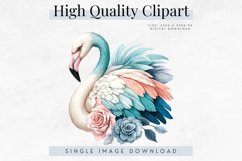 Flamingo Clipart Download, Floral Flamingo Art Product Image 1