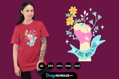 Hand and Flowers for T-Shirt Design Product Image 1