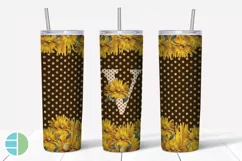 Sunflower Monogram Skinny Tumblers Alpha Sublimation Design Product Image 23