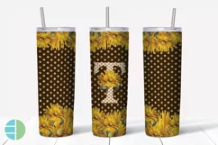 Sunflower Monogram Skinny Tumblers Alpha Sublimation Design Product Image 21