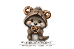 Pretzel Otter Watercolor Clipart Product Image 1