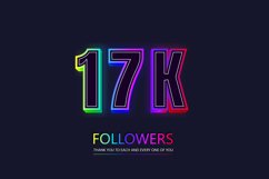 17k social followers and subscribers neon text effect. Product Image 1