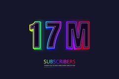 17M subscribers celebration template Neon Sign Text Effect Product Image 1