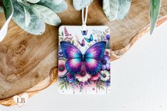 Butterfly Air Freshener, Floral Car Freshie Sublimation Product Image 1