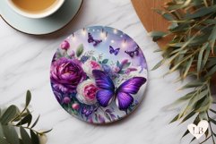 Butterfly Coaster - Floral Round Coaster Sublimation Product Image 1