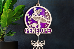 Fairy on a mushroom name sign Suncatcher Ornament svg Product Image 1