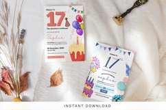 Editable 17th Birthday Invitation Template Product Image 1