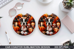 Halloween Dog Car Coaster Sublimation| Halloween Coaster PNG Product Image 1