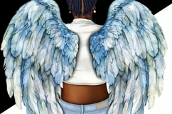 Black Woman with Wings, Digital Download, Ready to Press PNG Product Image 2