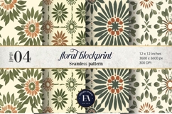 Retro Floral Block Print | Geometric Floral Pattern Product Image 1