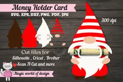 3d Christmas Gnome in a striped hat Money Holder SVG, Layere Product Image 1