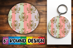 Cheerful Coaster Round Design PNG, Gold Flower Product Image 1