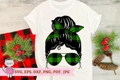 Green Buffalo Plaid Mom Life svg, Glasses Cut Files Product Image 3