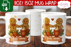 Cute Christmas mug wrap PNG, Gingerbread man mug template Product Image 2