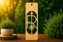 Personalized Letter R Wooden Bookmark with Modern Geometric Product Image 1