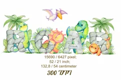 watercolor animals. cute dinosaur. baby cartoon clip art . Product Image 3