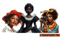 Watercolor Black Women Clipart, PNG Product Image 1