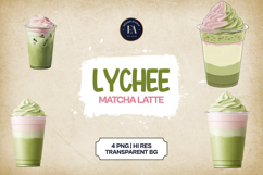 Lychee Matcha Latte Clipart Bundle 4 PNG Product Image 1