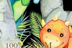 watercolor animals. cute dinosaur. baby cartoon clip art . Product Image 4