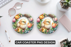 Cute Hen Car Coaster Sublimation |Animal Coaster PNG Product Image 1