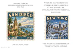 Winter Postage Stamps PNG Product Image 2