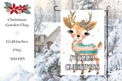 Boho Christmas Deer Garden Flag Print Product Image 1