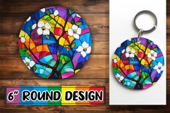 PNG Round Design: Vibrant Stained Glass Trees Product Image 1