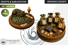 Cosy Witch's Apothecary magic Clipart PNG witchcraft graphic Product Image 1