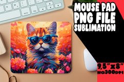 Adorable Kitty in Floral Mouse Pad Design PNG Product Image 1