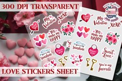 Love sticker Hearts Stickers Sheet St. Valentine&#039;s Heart PNG Product Image 1