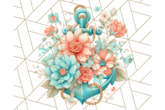 Coral and Aqua Summer Clipart PNG Pastel Tropical Icons Product Image 2