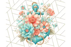 Coral and Aqua Summer Clipart PNG Pastel Tropical Icons Product Image 2