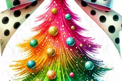 Colorful Coquette Christmas Tree PNG | Trendy Watercolor Product Image 5