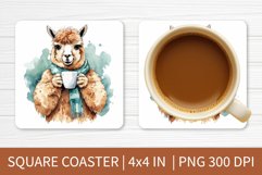 Square Coaster Sublimation Design | Lama Coaster PNG Product Image 1