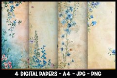 4 Vintage Floral Digital Papers I Junk Journal Product Image 1